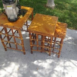 Three pcs bamboo tables